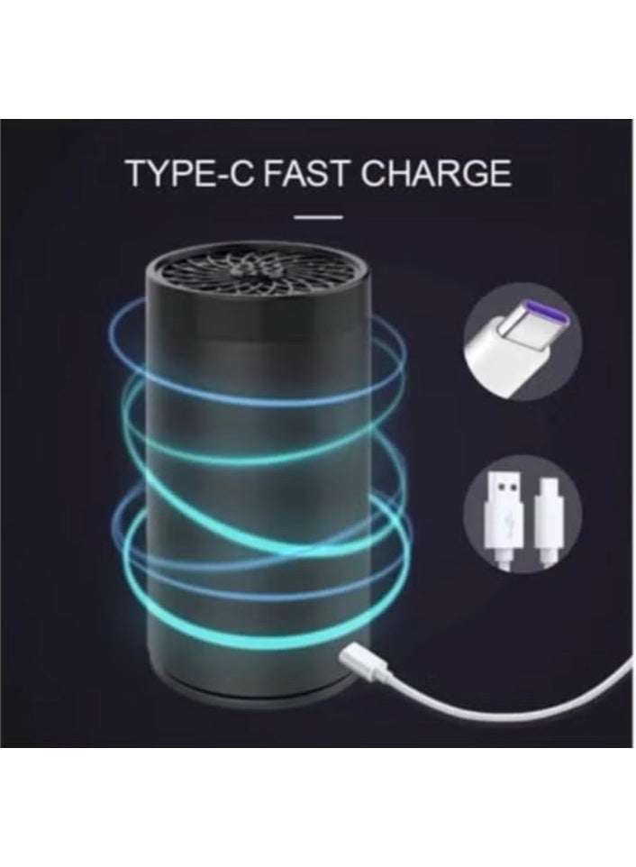 بخون مبخرة سيارة قابلة لإعادة الشحن بمنفذ USB من النوع C موديل جديد باللون الأسود - Image 2